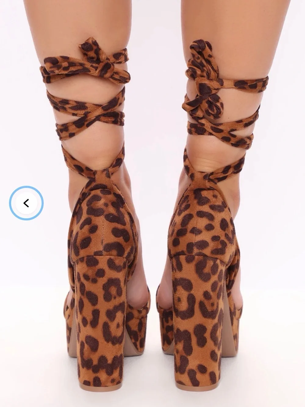 Fashion Nova Leopard Print Platform Lace-Up Heels - Brown
